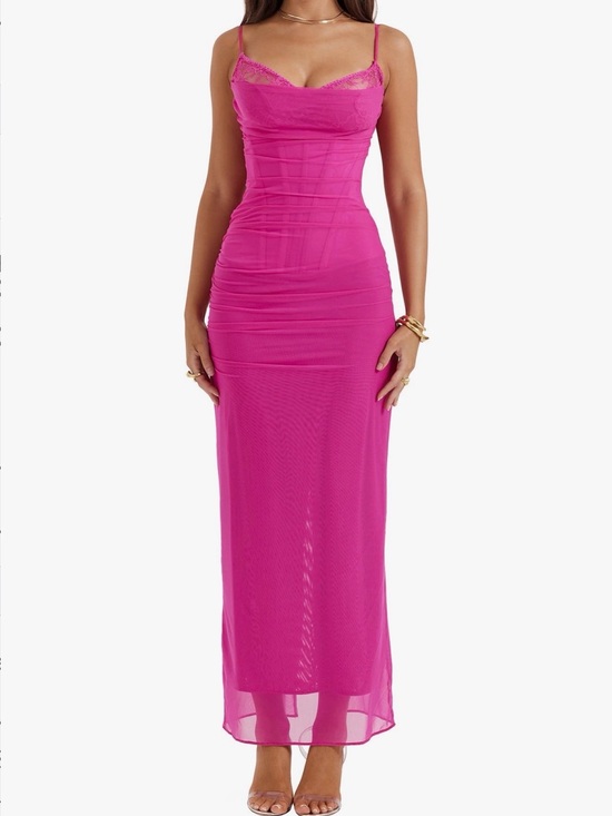 House of CB Dresses & Skirts - House of CB Fuchsia Pink Lace-Trim Slip Maxi Dress